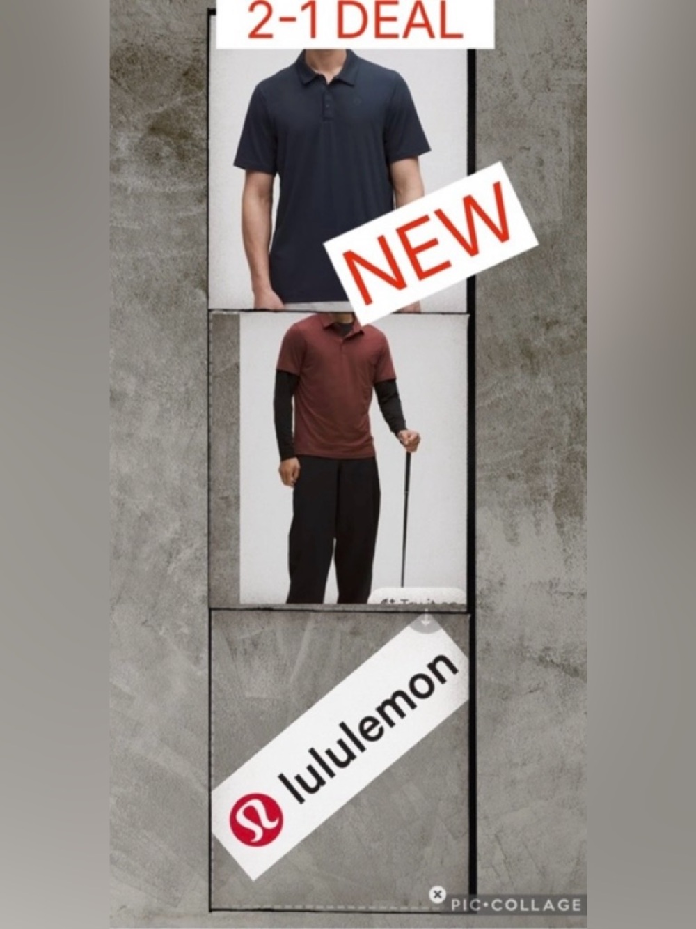2-1 Deal Lululemon Men's Navy / Burgundy Red Shirts Evolution Short-Sleeve Polo